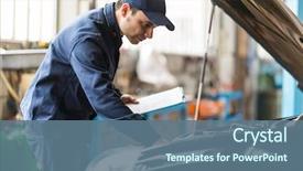  Presentation with mechanic - Slide deck enhanced with mechanical - portrait of a mechanic background and a ocean colored foreground