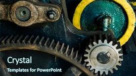  Presentation with mechanism - Audience pleasing presentation theme consisting of mechanical - vintage metal gears mechanism backdrop and a  colored foreground