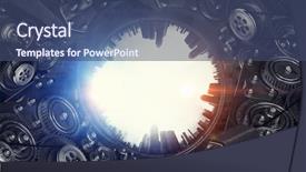  Presentation with mechanical gear mechanism team work - PPT layouts consisting of mechanical 3d - metal gear mechanism background and a ocean colored foreground