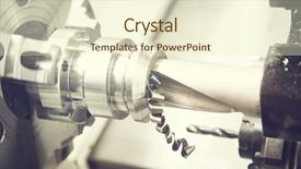  Presentation with drilling machine - PPT theme featuring mechanical automation drilling machine - cutting tool counterboring a hole background and a cream colored foreground