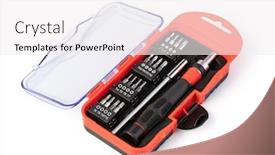  Presentation with mechanical - Slides having mechanical-bit-tool-set-isolated background and a white colored foreground