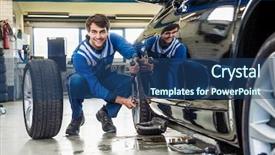  Presentation with garage car - Beautiful slide deck featuring change skills - full length of confident male backdrop and a ocean colored foreground