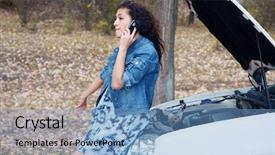  Presentation with talk - PPT theme with fault tree - woman with broken car talk background and a teal colored foreground