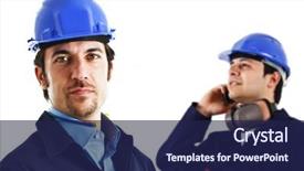  Presentation with mechanical - Slide set featuring mechanical chemical - smiling engineers at work background and a  colored foreground