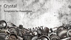  Presentation with old car - Amazing PPT theme having mechanical collage made of old backdrop and a light gray colored foreground