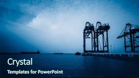  Presentation with mechanical - Amazing PPT layouts having mechanical cranes lifting freight backdrop and a navy blue colored foreground