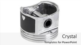  Presentation with automotive - Presentation theme featuring mechanical crank - automotive piston background and a light gray colored foreground