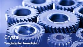  Presentation with mechanic gears - Presentation theme having mechanical crank - gears industrial mechanism background and a ocean colored foreground