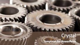  Presentation with mechanism - Slides with mechanical crank - gears industrial mechanism background and a tawny brown colored foreground