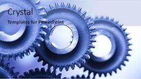  Presentation with gears - Slides enhanced with mechanical crank - gears meshing together background and a  colored foreground