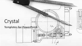  Presentation with set of construction tools tool - PPT theme featuring mechanical design engineering - drawing detail and drawing tools background and a white colored foreground