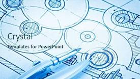  Presentation with industrial textile industry yarn spools - Colorful PPT theme enhanced with mechanical design engineering - industrial drawing detail and several backdrop and a cool aqua colored foreground