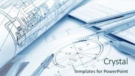  Presentation with design mechanical engineering - Beautiful presentation theme featuring mechanical design engineering - industrial drawing detail and several backdrop and a sky blue colored foreground