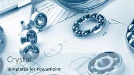  Presentation with bearing - Amazing PPT theme having mechanical-drawing-and-tools-bearing backdrop and a sky blue colored foreground