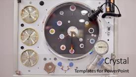  Presentation with old clock time antique - Audience pleasing slide deck consisting of mechanical electrical report - old monitor with clock thermometer backdrop and a light gray colored foreground