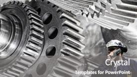  Presentation with mechanical - Slides enhanced with mechanical engineer worker with giant background and a gray colored foreground