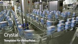  Presentation with production line - Beautiful theme featuring mechanical engineering - automated production line in modern backdrop and a dark gray colored foreground