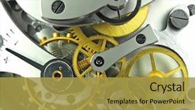  Presentation with mechanical engineering - Slide deck featuring mechanical engineering - clock works background and a gold colored foreground
