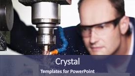  Presentation with worker safety - Cool new PPT theme with mechanical engineering - close up of worker backdrop and a ocean colored foreground