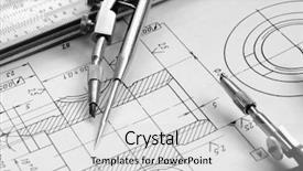  Presentation with engineering drawing tools - Theme with mechanical engineering - detail of a drawing background and a light gray colored foreground