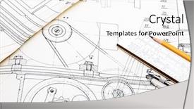  Presentation with engineering drawing tools - PPT theme featuring mechanical engineering - drawing detail and drawing tools background and a white colored foreground