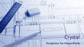  Presentation with mechanical engineering - PPT theme enhanced with mechanical engineering - drwaing background and a light blue colored foreground