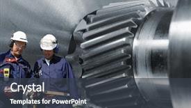  Presentation with titanium - Presentation having mechanical engineering - engineers metal-workers with large steel background and a dark gray colored foreground