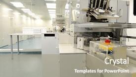  Presentation with factory - Presentation theme featuring mechanical engineering - factory interior background and a mint green colored foreground