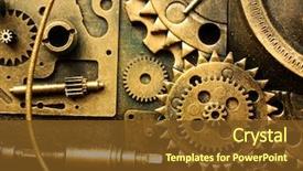  Presentation with mechanism - Beautiful presentation theme featuring mechanical engineering - gears from old mechanism backdrop and a tawny brown colored foreground