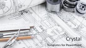  Presentation with engineering drawing tools - Presentation theme consisting of mechanical engineering - indastrial drawing detail and several background and a light gray colored foreground