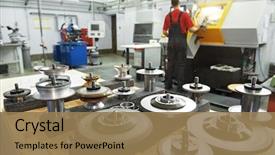  Presentation with engineering industrial - Cool new slides with mechanical engineering - industrial cutting tools in front backdrop and a coral colored foreground