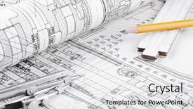  Presentation with industrial textile industry yarn spools - Theme enhanced with mechanical engineering - industrial drawing detail and several background and a light gray colored foreground
