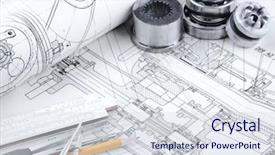  Presentation with engineering drawing tools - Theme having mechanical engineering - industrial drawing detail and several background and a sky blue colored foreground