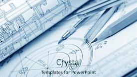  Presentation with mechanical engineering - Cool new slides with mechanical engineering - industrial drawing detail and several backdrop and a sky blue colored foreground