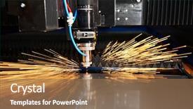  Presentation with laser cutting - Presentation enhanced with mechanical engineering - industrial laser cutting processing manufacture background and a coral colored foreground