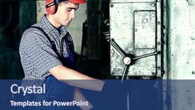  Presentation with manufacturing industry - Audience pleasing presentation consisting of mechanical engineering - industry a worker backdrop and a ocean colored foreground