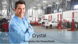  Presentation with auto - PPT theme featuring mechanical engineering - mature auto mechanic background and a light blue colored foreground