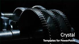  Presentation with gears - PPT layouts featuring mechanical engineering - metal gears on black background background and a black colored foreground