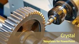  Presentation with mechanical gear - Beautiful PPT layouts featuring mechanical engineering - metal working process of tooth backdrop and a tawny brown colored foreground