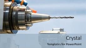  Presentation with drill - Beautiful PPT theme featuring mechanical engineering - rapid machining steel drill backdrop and a light blue colored foreground