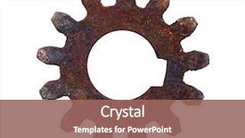  Presentation with mechanical engineering - Audience pleasing slide deck consisting of mechanical engineering - rusty cogwheel on white background backdrop and a violet colored foreground