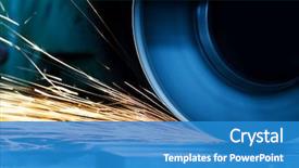  Presentation with mechanical engineering - PPT theme enhanced with mechanical engineering - sparks from grinding machine background and a teal colored foreground