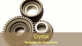  Presentation with gears - PPT layouts with mechanical engineering - three metal gears background and a coral colored foreground