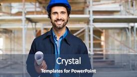  Presentation with mechanical engineering - Cool new slide set with mechanical engineering - worker in a construction site backdrop and a ocean colored foreground