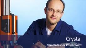  Presentation with mechanical engineering - Slides featuring mechanical engineering - young male engineer in blue background and a navy blue colored foreground