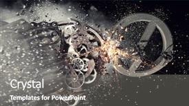  Presentation with mechanism - Presentation design enhanced with mechanical engineering law - gears working mechanism mixed media background and a  colored foreground