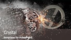  Presentation with mechanical gear mechanism team work - Slide deck having mechanical engineering law - gears working mechanism mixed media background and a  colored foreground