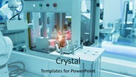  Presentation with factory machine - Presentation theme featuring mechanical engineering molds - mobile phone mold in robotic background and a light blue colored foreground