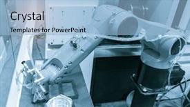  Presentation with factory machine - Presentation theme enhanced with mechanical engineering molds - mobile phone mold in robotic background and a light blue colored foreground