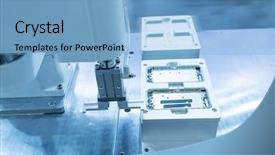  Presentation with factory machine - Beautiful PPT layouts featuring mechanical engineering molds - mobile phone mold in robotic backdrop and a light blue colored foreground